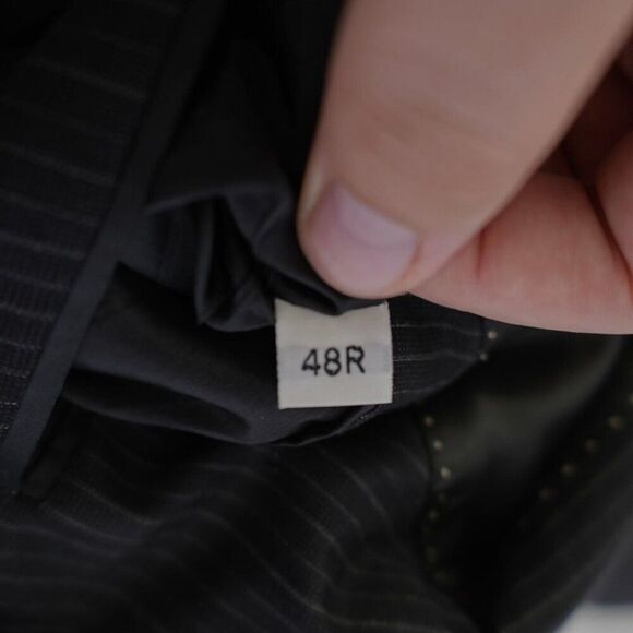 Hart Schaffner Marx Black Striped Wool 2 Button Suit Jacket 46R Tagged 48R - Picture 15 of 15